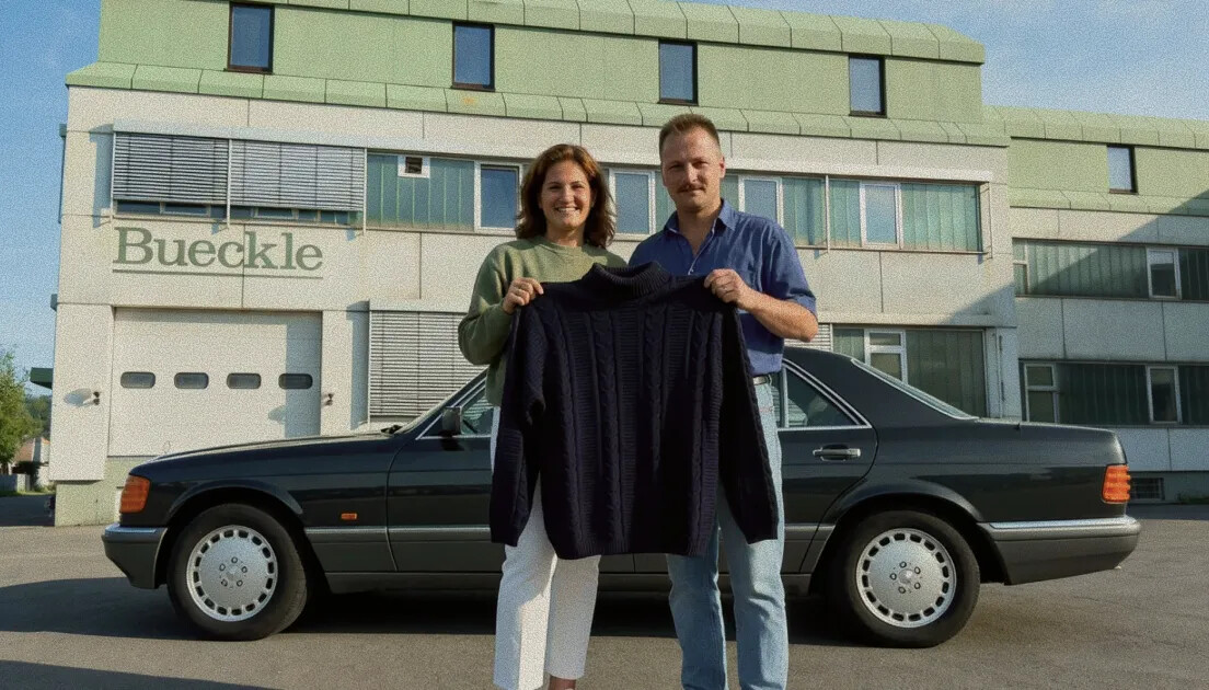 Ralf und Marina Bueckle vor der alten Firma, Lauffen